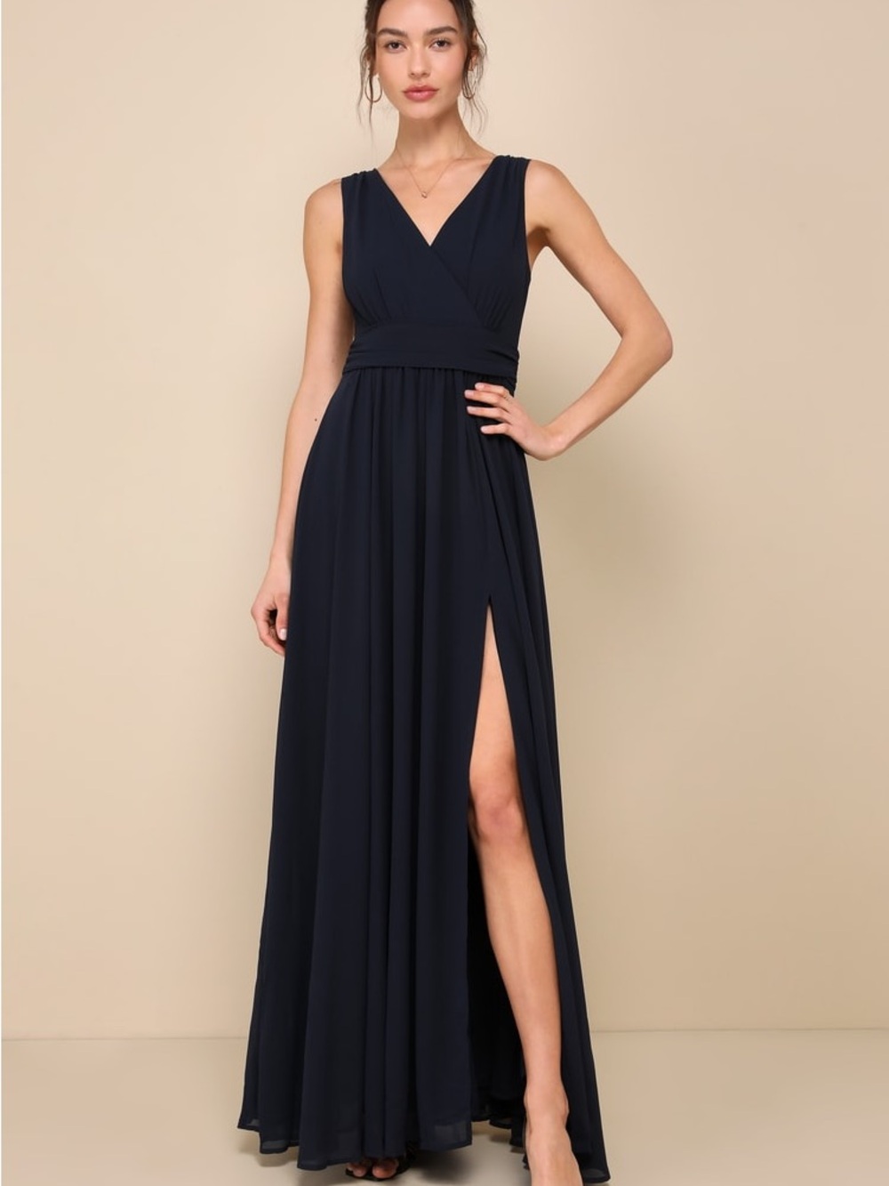 NWT Lulus Thoughts of Hue Navy Blue Surplice Maxi Dress Size Medium